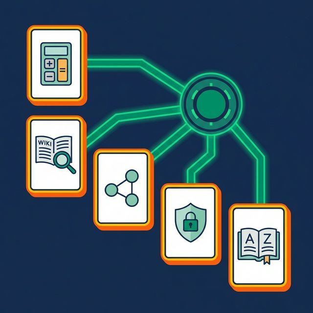 Five key components of a semantic layer connected to a central hub